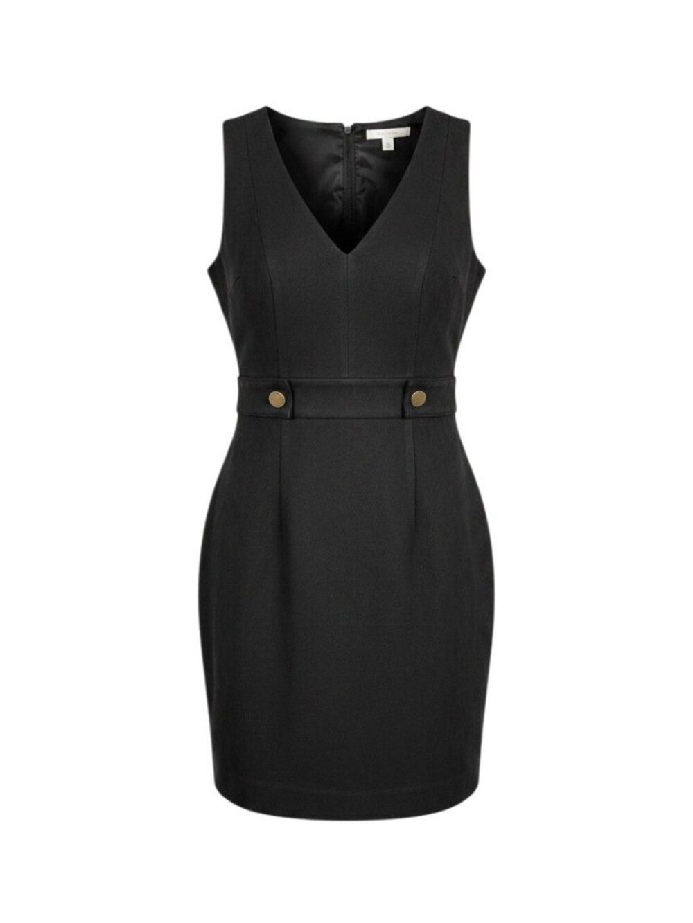 H&M Womens Black Sleeveless V-Neck Gold Button Mini Dress 4